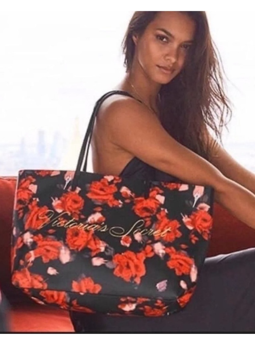 Victorias Secret Limited Edition Red Rose Tote Faux Leather